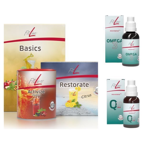 Набір FitLine Basics + Activize + Restorate Citrus + Q10 Plus + Omega 3+E купити оптом | ProHoRECa