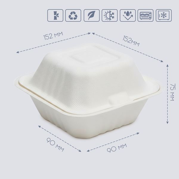 Бокс з тростини для бургера S (LB024 -S) 152*152*75 мм (125шт.уп /500шт. ящ) купити оптом | ProHoRECa
